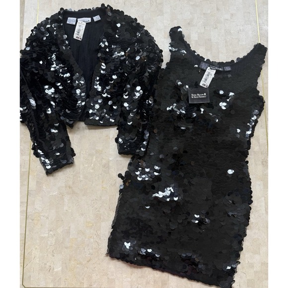 Anne Klein Dresses & Skirts - Vintage Anne Klein II Vintage Sequin Cocktail Dress Shrug Set Size SP NWT $700